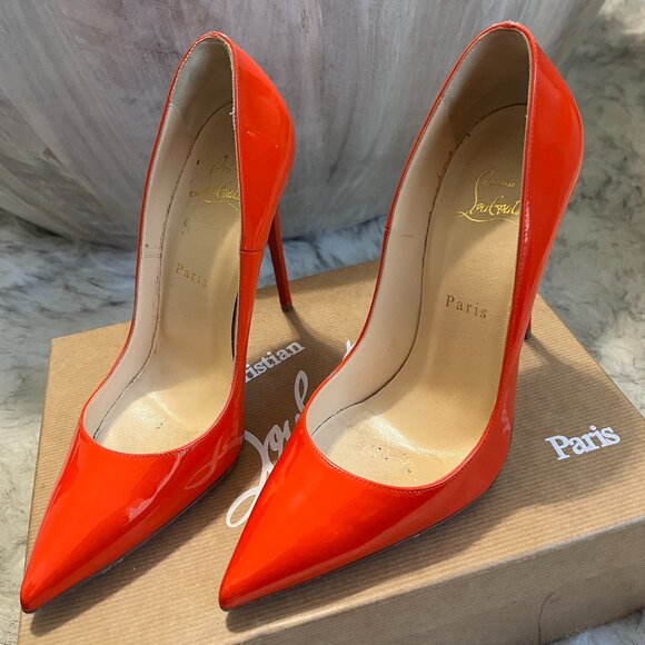 Christian Louboutin So Kate 120 mm Patent Capucine (orange) heels, size 38.5. - Picture 2 of 6